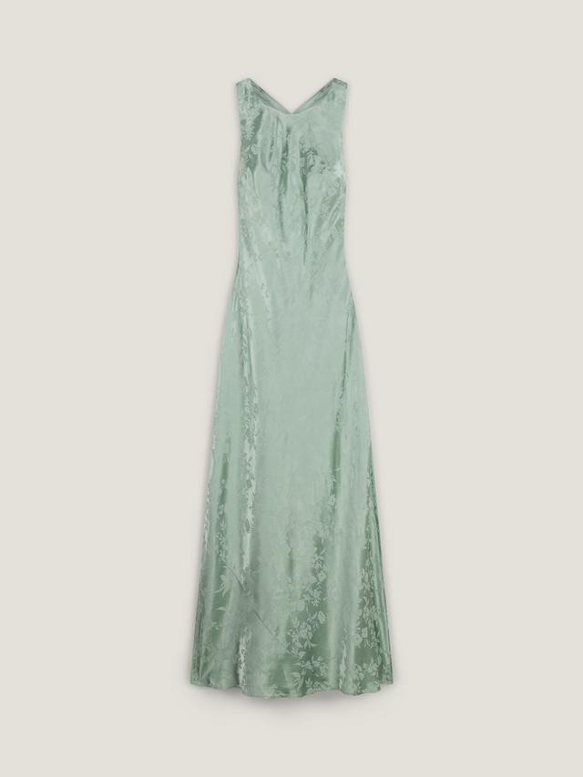 Sleek Sage Jacquard Halter Maxi Dress — image 5 of 5